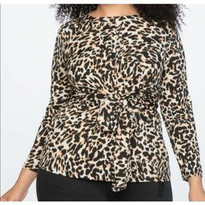 Eloquii Leopard Wrap Tie Front Blouse Size 22/24